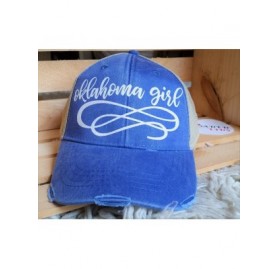 Baseball Caps Women's Oklahoma Girl Bling Trucker Style Baseball Cap - Blue/White - CS186CCXOYM $24.50