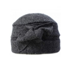 Bucket Hats Flower 100% Wool Dome Bucket Hat Winter Cloche Hat Fedoras Derby Hat - E-deep Grey - CO18HEIQEQD $28.14