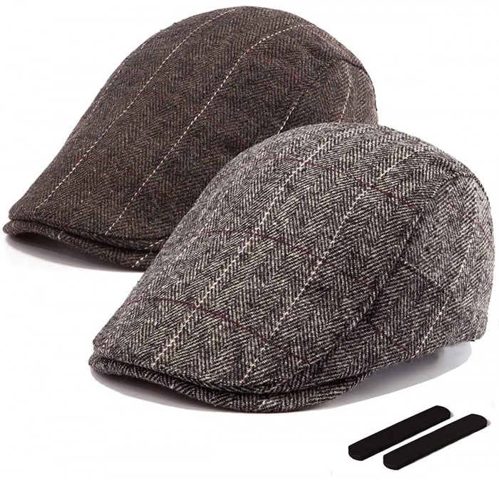 Newsboy Caps 2 Pack Ivy Hat Newsboy Cap Men - 30% Wool Hats for Men Tweed Flat Cap Gatsby Hat - CS18WS4G9X6 $35.94