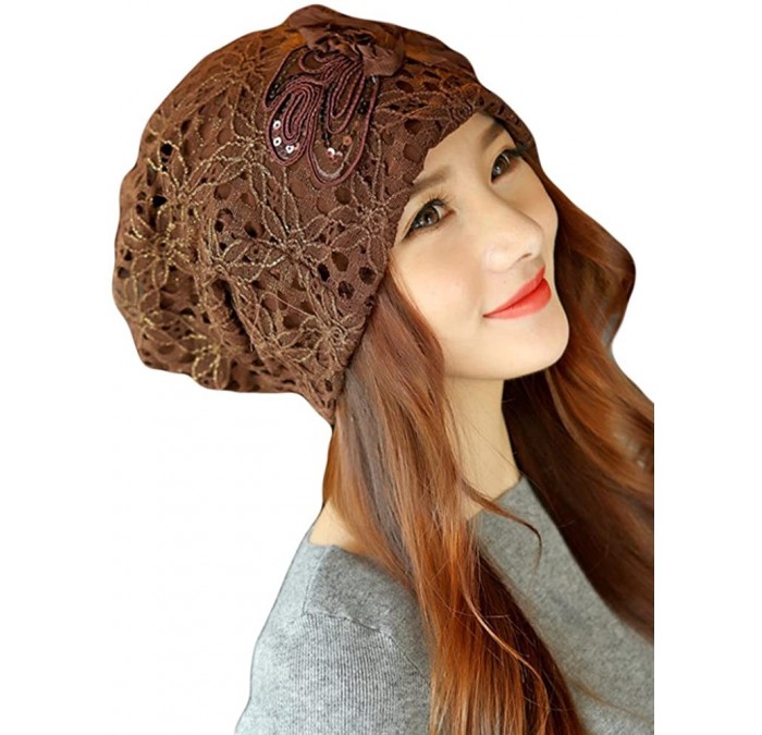 Skullies & Beanies Wrinkled Chemo Turbans Beanies Hat Cap for Cancer Patients Hair Loss - Coffee - CX127ATPN29 $7.38
