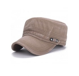 Newsboy Caps Unisex Cadet Army Cap Washed Cotton Twill Military Corps Hat Flat Top Cap - Brown - C3183R9W9RY $13.31