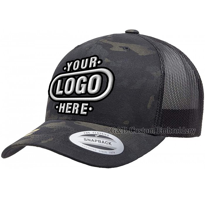 Baseball Caps 2018 6606MC Yupoong Retro Trucker Multicam Custom Hat (Camo) - Multicam Black -Logo - CX18ECLKETR $76.80