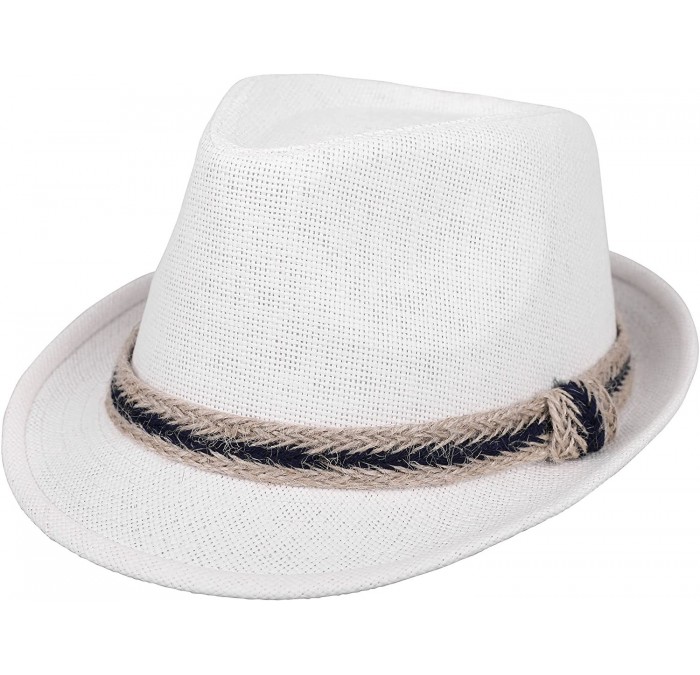 Fedoras Men/Women's Classic Short Brim Miami Beach Panama Fedora Straw Hat - White - CQ18CD0LIG4 $27.24