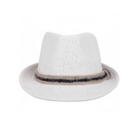 Fedoras Men/Women's Classic Short Brim Miami Beach Panama Fedora Straw Hat - White - CQ18CD0LIG4 $15.92