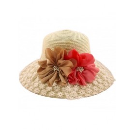 Sun Hats Princess Lace Flower Straw Sun Hat Available - Natural - C411DSBPPE1 $10.27