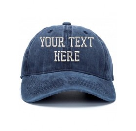 Baseball Caps Custom Embroidered Baseball Hat Personalized Adjustable Cowboy Cap Add Your Text - Retro Navy - C318H49ELHI $33.27