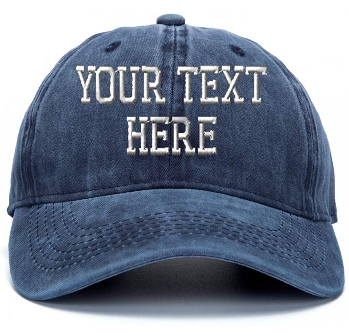 Baseball Caps Custom Embroidered Baseball Hat Personalized Adjustable Cowboy Cap Add Your Text - Retro Navy - C318H49ELHI $20.41