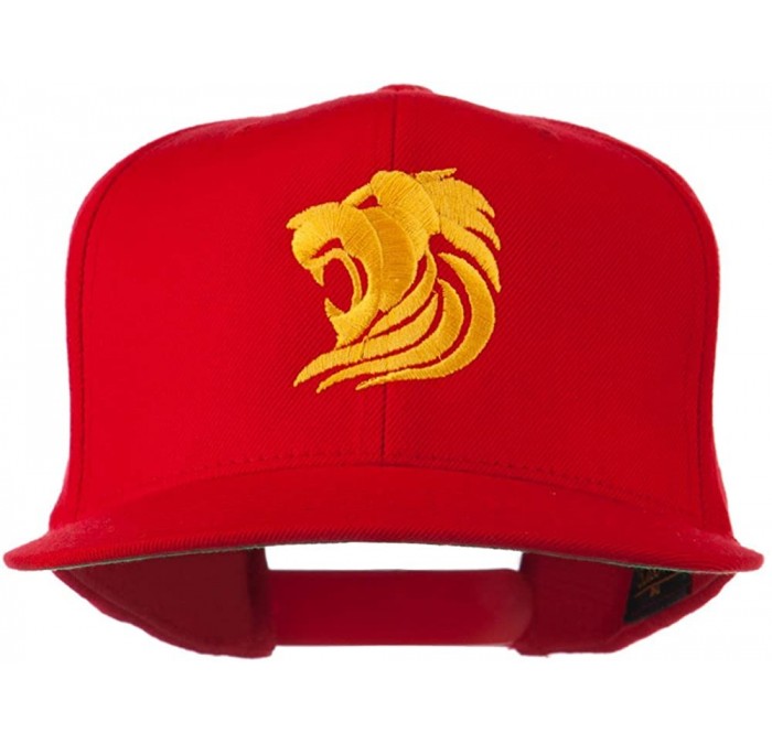 Baseball Caps Gold Lion Embroidered Wool Snapback Cap - Red - C011Q3T58ID $59.27
