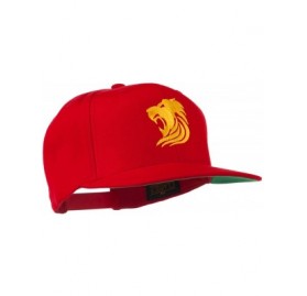 Baseball Caps Gold Lion Embroidered Wool Snapback Cap - Red - C011Q3T58ID $32.39