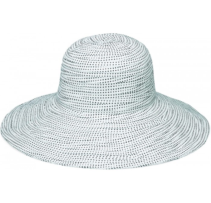 Sun Hats Women's Scrunchie Sun Hat - UPF 50+- Ultra-Light- Wide Brim- Floppy- Packable - White With Black Dots - C2115RZIDQN ...