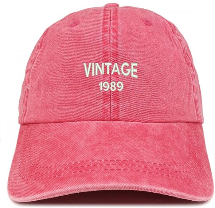 Baseball Caps Small Vintage 1989 Embroidered 31st Birthday Washed Pigment Dyed Cap - Red - C718C6S72XD $31.73