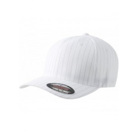 Baseball Caps Original Flexfit Pinstripe Baseball Blank Cap HAT Fitted Flex Fit 6195P - White/Black - CW11LP9TINH $12.51