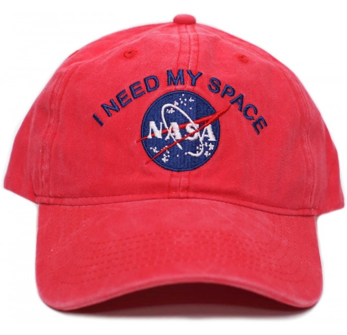 Baseball Caps NASA I Need My Space Pigment Dye Embroidered Hat Cap Unisex Adult Multi - Red - CK18862GGAY $28.62
