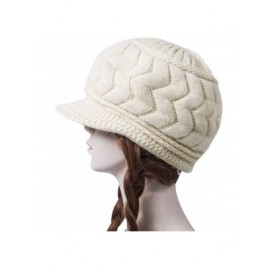 Skullies & Beanies Womens Winter Beanie Hat Warm Knitted Slouchy Wool Hats Cap with Visor - A-beige - CZ12O59MDDI $12.29
