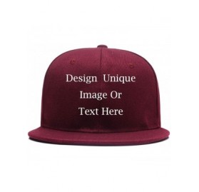 Baseball Caps Men Women Custom Flat Visor Snaoback Hat Graphic Print Design Adjustable Baseball Caps - Wine Red - CF18HCQSESG...