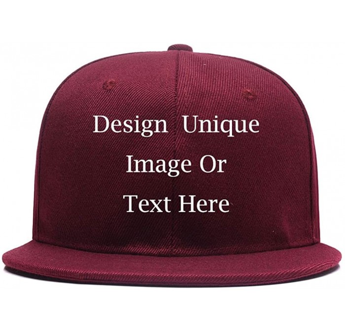 Baseball Caps Men Women Custom Flat Visor Snaoback Hat Graphic Print Design Adjustable Baseball Caps - Wine Red - CF18HCQSESG...