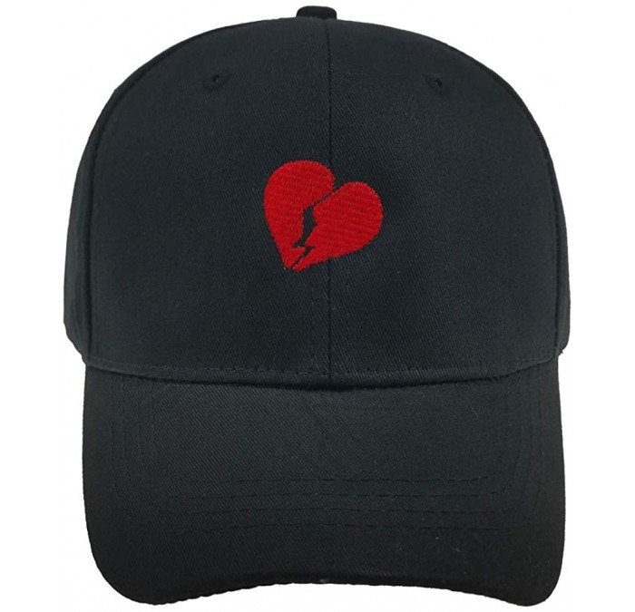 Baseball Caps New Broken Heart Dad Embroidered Baseball Cap Adjustable Black Love hat Unisex Hip hop hat - Black - CJ18LKEU7N...