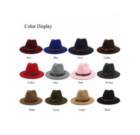 Fedoras Men Women Ethnic Felt Fedora Hat Wide Brim Panama Hats with Band - L-grey - CD18KAAMWIK $14.57