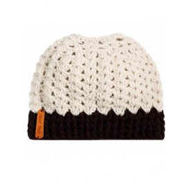 Skullies & Beanies Ponytail Beanie Hat for Women- Girls BeanieTail Soft Stretch Cable Knit Messy High Bun Winter Cap - Beige ...