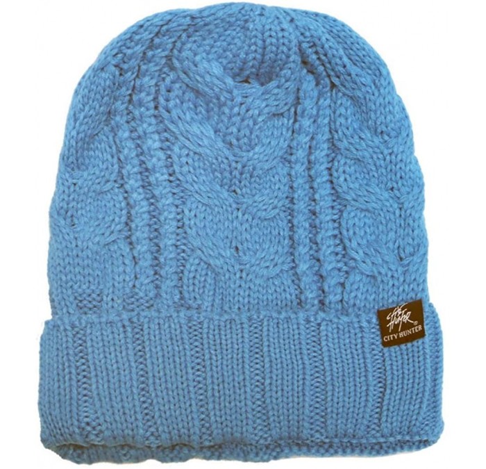 Skullies & Beanies Solid Knit Beanie Hat - Turquoise - CD11OVEYY6J $12.45