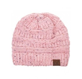 Skullies & Beanies Unisex Confetti Ribbed Cable Knit Thick Soft Warm Winter Beanie Hat - Pale Pink - CA18QLEEX52 $12.49