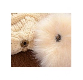 Skullies & Beanies Slouchy Winter Knit Beanie Cap Chunky Faux Fur Pom Pom Hat Bobble Ski Cap - Light Pink - CW18UU6MR44 $11.44