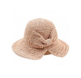 Sun Hats Women Beach Hat Floppy Summer Sun Beach Straw Hat Foldable Wide Brim Lightweight for Girls - Pink - CM18U46MHL5 $10.83