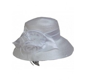 Sun Hats Derby Hat with Feathers and Satin in Red- Black- Brown- Cream or White - White - C2118NW6WAZ $69.79