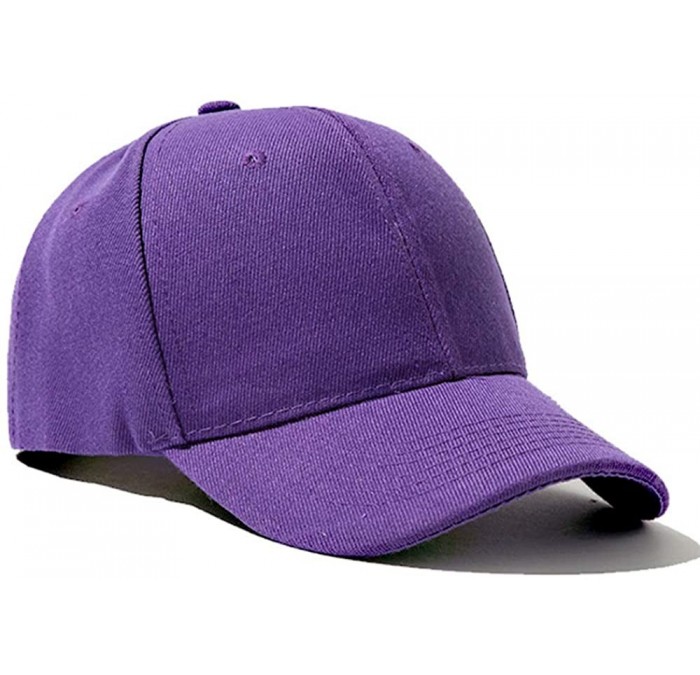 Baseball Caps Leisure Outdoor Top Level Baseball Cap Men Women - Classic Adjustable Plain Hat - Violet - CI18ZYMDKR7 $23.13