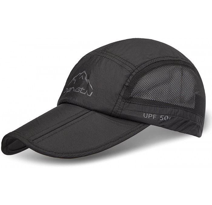 Sun Hats UPF50+ Protect Sun Hat Unisex Outdoor Quick Dry Collapsible Portable Cap - B-black - CJ17YINCET6 $12.33
