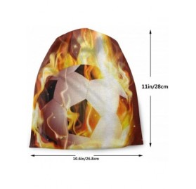 Skullies & Beanies Unisex Comfortable Slouchy Beanie Hat Stretchy Baggy Skull Cap - Fire Flame Football Soccer Print - C618AM...