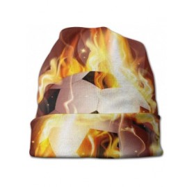 Skullies & Beanies Unisex Comfortable Slouchy Beanie Hat Stretchy Baggy Skull Cap - Fire Flame Football Soccer Print - C618AM...