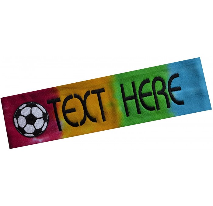 Headbands Soccer Headband with YOUR CUSTOM NAME - Embroidered Hand TIE DYED Cotton Headband - Rainbow Tie Dye - C112FUZPHXL $...
