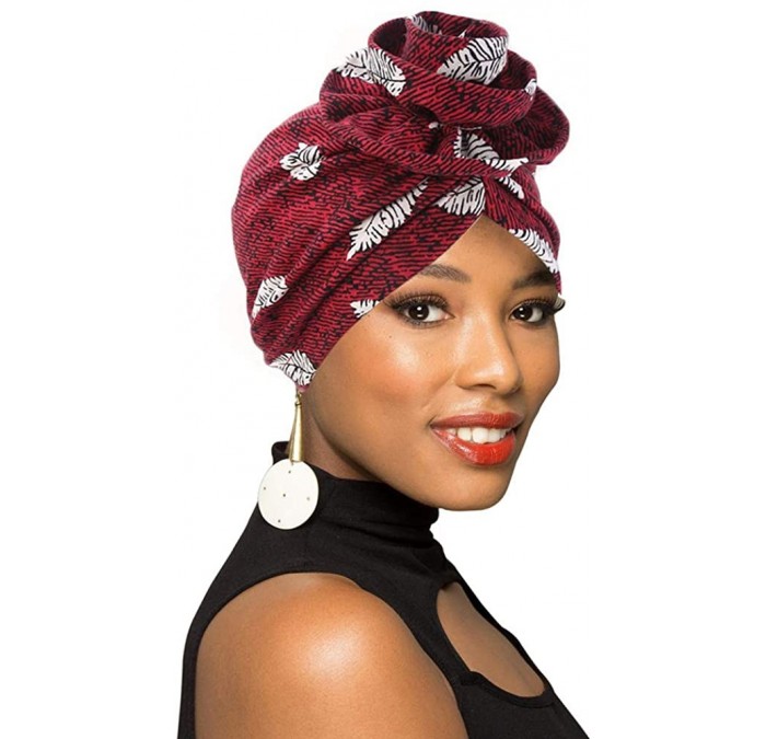 Skullies & Beanies 1Pack/2Packs Women Turban African Pattern Headwrap Beanie Pre-Tied Bonnet Chemo Cap Hair Loss Hat - CX18WC...