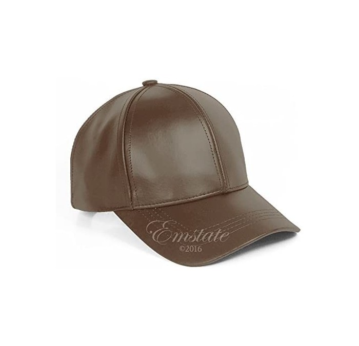 Baseball Caps Fitted Genuine Cowhide Leather Baseball Caps Made in USA - Brown - CA11JYYRNPZ $42.73