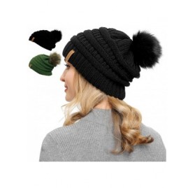 Skullies & Beanies Women Knit Slouchy Beanie Pom Hat - CG18ADQ8U4X $23.32