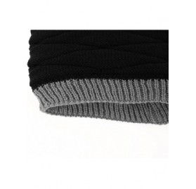 Skullies & Beanies Men's Knit Thicken and Fleece Lining Beanie Hat Winter Slouchy Warm Cap - Black - CI12O7CIMBW $13.41