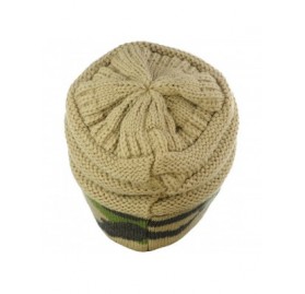 Skullies & Beanies Unisex Warm Soft Stretch Cable Knit Camo Cuff Beanie Cap - Camel - CP189ZZO59H $15.17