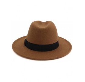 Fedoras Retro Kid Child Vintage 100% Wool Wide Brim Cap Fedora Panama Jazz Bowler Hat Black Ribbon Band (54cm/Adjust) - CP18Q...