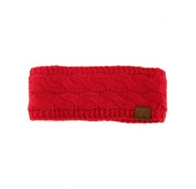 Cold Weather Headbands Winter Fuzzy Fleece Lined Thick Knitted Headband Headwrap Earwarmer - Solid Hot Pink - CU18I4E4SWL $11.26