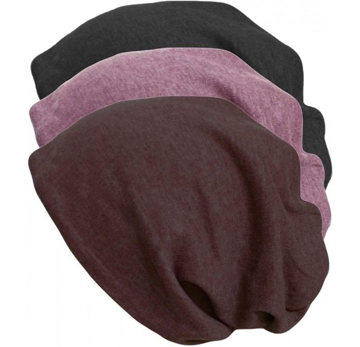 Skullies & Beanies Men's Women's Soft Slouchy Beanie Cap Pack of 3 - Pack B - CI12NDZXCYH $13.38