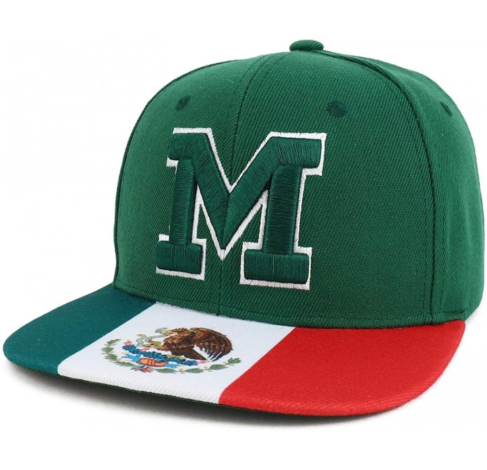 Baseball Caps Country Name 3D Embroidery Flag Print Flatbill Snapback Cap - M Green - CP18W40G5CM $14.03