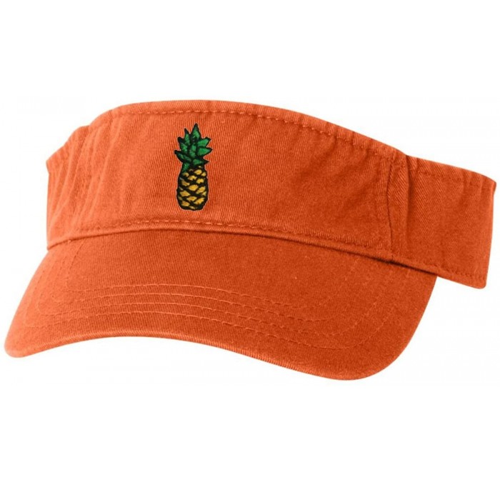 Visors Adult Pineapple Embroidered Visor Dad Hat - Orange - CP183R9AWIO $19.39