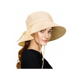Sun Hats Women Sun Hats UV Protection Wide Brim Cotton Hiking Hat Bucket Hat with String - Yellow - C1194ETY6AG $13.09