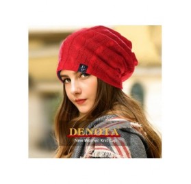 Skullies & Beanies Knit Cap for Women Summer Slouchy Beanie Winter Turban Hat B413 - Cable-red - CP195TSQURL $9.19