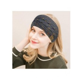 Cold Weather Headbands 2 Pack Ear Warmer Headband Women Winter Cable Knit Headband Twist Fuzzy Fleece Lined - A-black- Deep G...