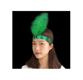 Headbands Sequins Feather Headpiece 1920s Carnival Party Event Vintage Headband Flapper - Green - CV18A750Q2E $8.87