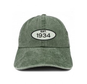 Baseball Caps Established 1934 Embroidered 86th Birthday Gift Pigment Dyed Washed Cotton Cap - Dark Green - C3180L6HCAI $16.55