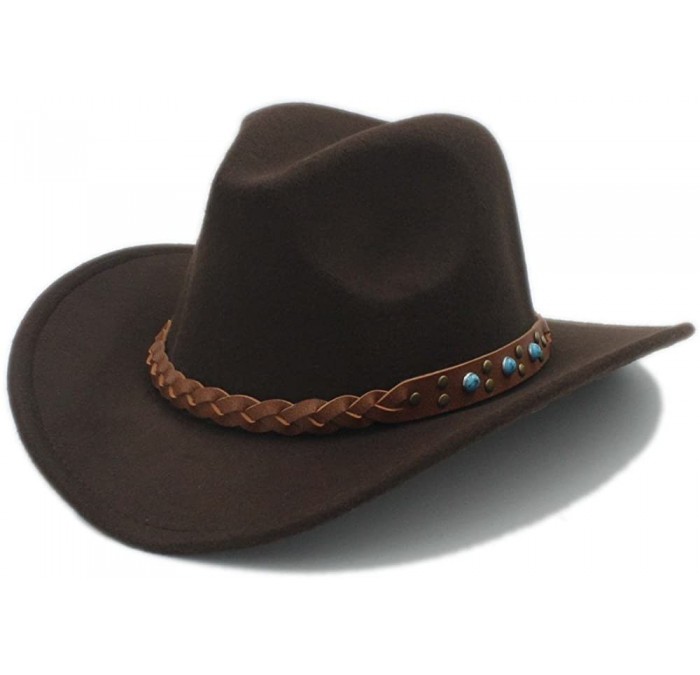 Cowboy Hats Winter Spring Western Cowboy Hat for Womem Men Wide Brim Cowgirl Jazz Cap with The Belt - 6 - CX184XCTIAO $16.49