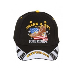 Baseball Caps Military "Thank A Veteran for Your Freedom" Veteran Adjustable Hat - Black - CJ11GCTEJPH $7.14